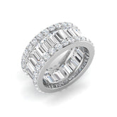Round and Baguette Diamond Wide Eternity Band Ring
