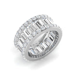 Baguette & Round Diamond Triple Row Eternity Ring