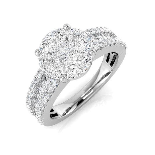 Princess & Marquise Diamond Cluster Engagement Ring | 1.5ct | UK Hallmarked