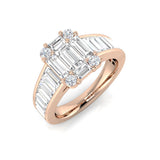 Baguette & Round Diamond Cluster Engagement Ring | 1ct - 2ct