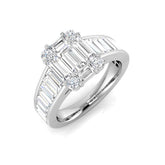 Baguette & Round Diamond Cluster Engagement Ring | 1ct - 2ct