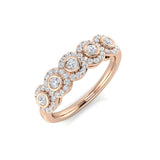 5 Stone Diamond Ring 0.33ct Bezel Halo Band UK Hallmarked