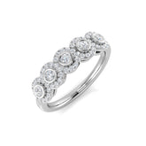 5 Stone Diamond Ring 0.33ct Bezel Halo Band UK Hallmarked
