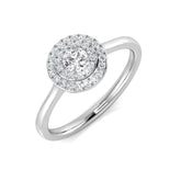 Natural Round Cut Diamond Halo Engagement Ring