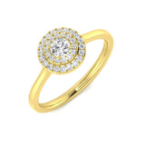 Bague de fiançailles avec halo en diamant rond naturel