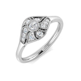0.33ct Lab Diamond Art Deco Vintage Floral Engagement Ring