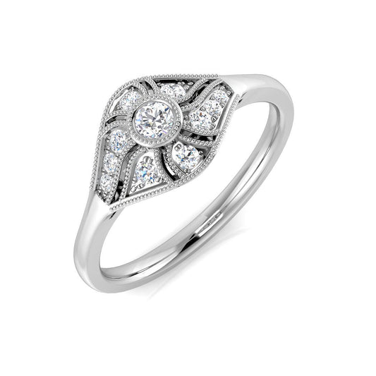 0.33ct Lab Diamond Art Deco Vintage Floral Engagement Ring