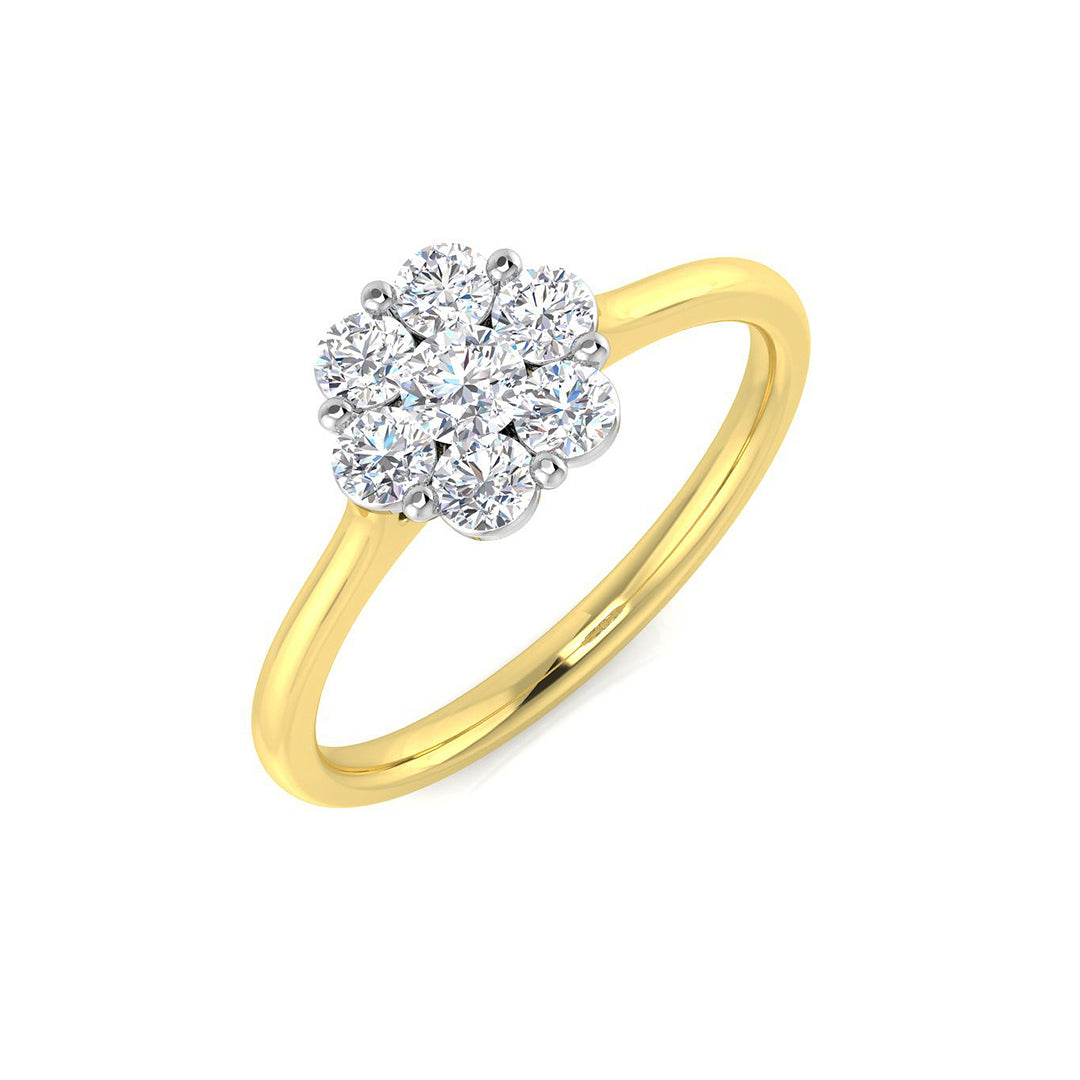 7-Stone Natural Round Cut Diamond Flower Cluster Ring