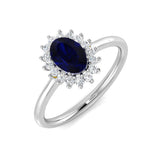 Blue Sapphire Halo Engagement Ring | Oval Cut | 0.25ct - 1ct