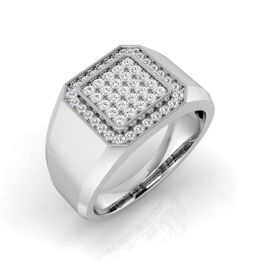 Lab-Grown Round Cut Diamond Signet Ring | 0.50ct | Hallmarked Gold & Platinum
