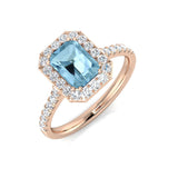 Blue Topaz Halo Diamond Engagement Ring | Split Shank | 1.25ct - 1.5ct