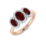 Oval Cut Ruby Gemstone Halo Ring with Natural Diamonds