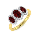 Oval Cut Ruby Gemstone Halo Ring with Natural Diamonds