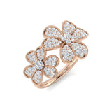 Double Flower Diamond Cluster Ring 0.50–0.75ct | Vintage Style