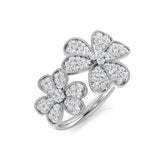 Double Flower Diamond Cluster Ring 0.50–0.75ct | Vintage Style