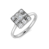 Art Deco Square Halo Diamond Vintage Cluster Ring | 0.15ct | Hallmarked Gold & Platinum