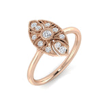 Lab-Grown Art Deco Floral Style Round Diamond Vintage Ring 0.20ct