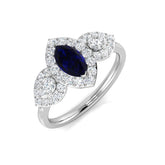 Marquise Sapphire And Round Diamond Halo Ring | Lab-Grown & Natural Diamonds