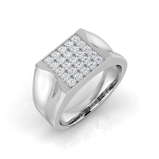 Men’s Diamond Pave Set Signet Ring in Gold & Platinum | Luxury Jewelry for Him