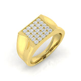 Men’s Diamond Pave Set Signet Ring in Gold & Platinum | Luxury Jewelry for Him