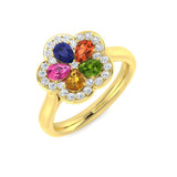 Multi Sapphire Diamond Floral Ring 1.25ct | Colour Gem Ring