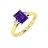 Emerald Cut Amethyst Engagement Ring
