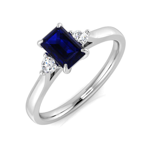 Emerald Cut Blue Sapphire Ring