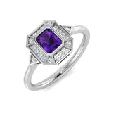 Diamond Piccabissy Amethyst Ring | 0.5ct | Hallmarked Gold & Platinum