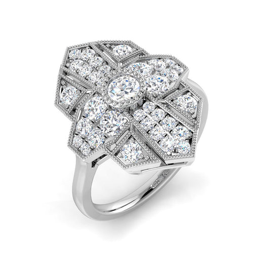 Lab-Grown Diamond Vintage Ring | 1ct | Hallmarked Gold & Platinum