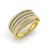 3.0Ct Yellow Gold Wide Criss-Cross Diamond Statement Ring