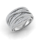 Luxury 3.0Ct Yellow Gold Wide Criss-Cross Diamond Statement Ring