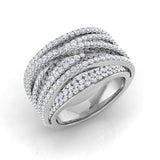 Luxury 3.0Ct Yellow Gold Wide Criss-Cross Diamond Statement Ring