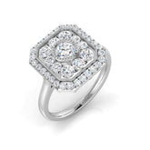 Art Deco Double Halo Diamond Octagon Vintage Ring | 0.33ct - 1ct
