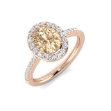 Morganite Diamond Halo Engagement Ring | Oval Morganite | 1.25ct - 4.5ct
