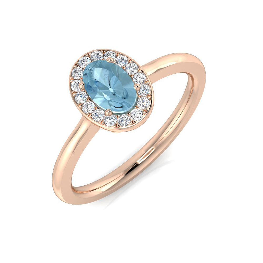 Luxury Aquamarine Gemstone Halo Ring for Women