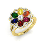 Sapphire Cluster Ring with Diamonds