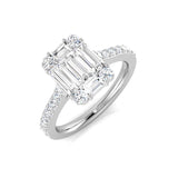 Baguette & Round Cut Diamond Cluster Engagement Ring | 0.5ct - 1.75ct