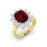 Cushion Cut Ruby Halo Ring for Anniversary Gift