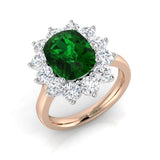 Cushion Cut Emerald Halo Ring
