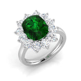 Cushion Cut Emerald Halo Ring for Women