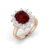 Cushion Cut Ruby Halo Ring