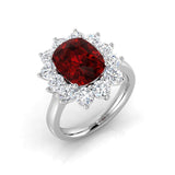 Cushion Cut Ruby Halo Ring for Women