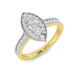 Natural Round Cut Diamond Cluster Engagement Marquis Shape Ring