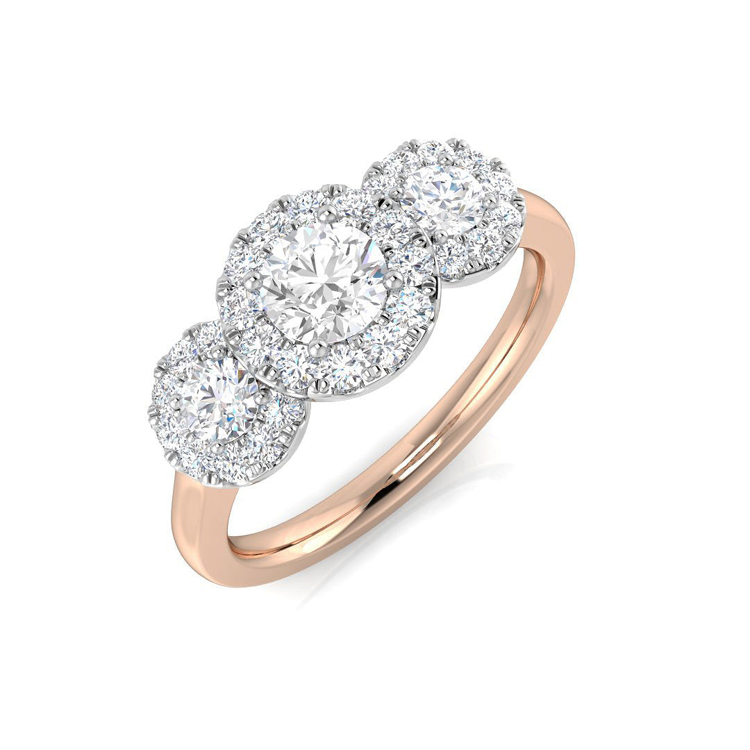Natural Round Cut Cluster Diamond Engagement Ring