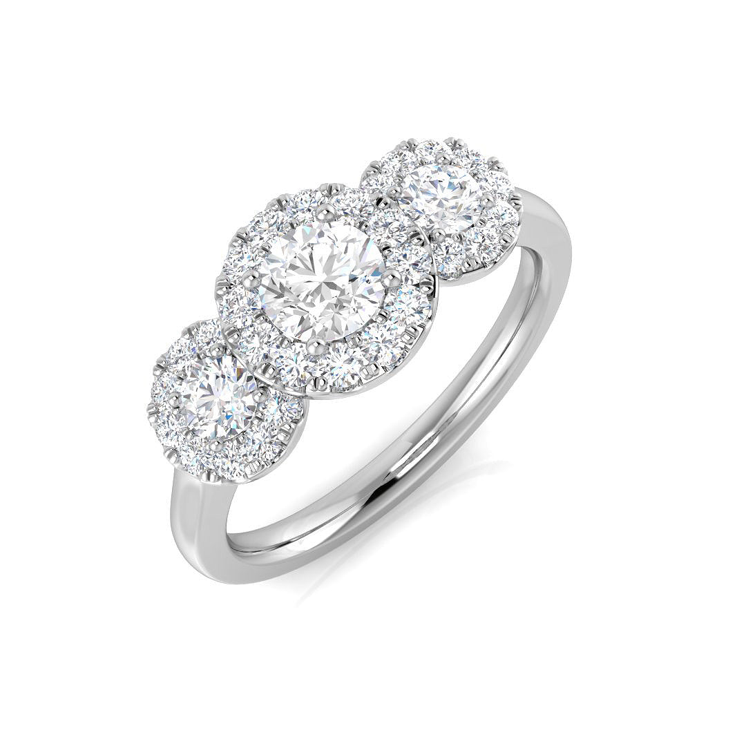 Natural Round Cut Cluster Diamond Engagement Ring