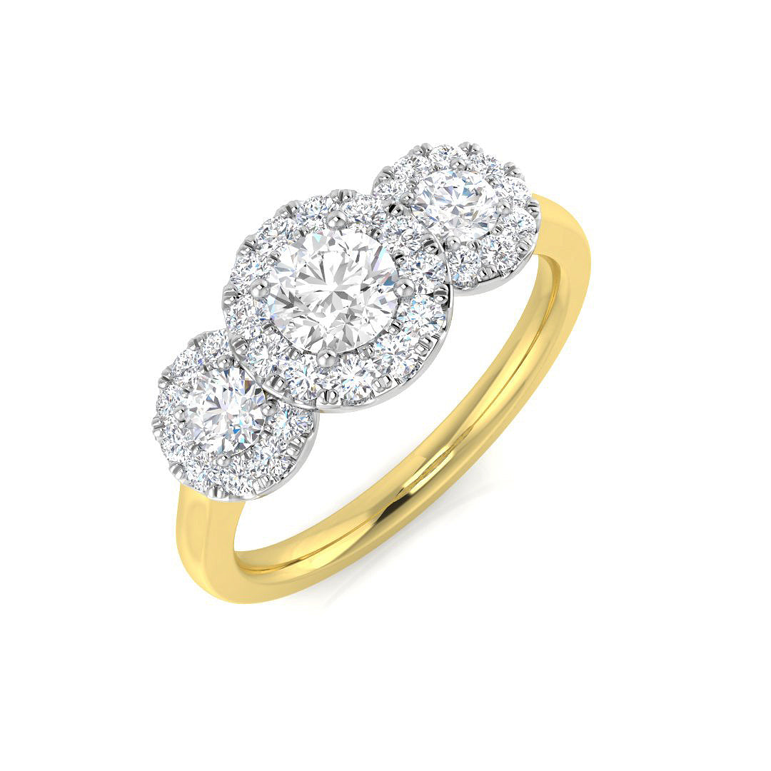 Natural Round Cut Cluster Diamond Engagement Ring