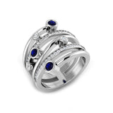 Diamond Blue Sapphire Bubble Ring | Multi Row Pave Designer Ring | Fine Jewellery