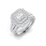 Baguette & Round Diamond Double Halo Ring 1.25ct | UK Hallmarked