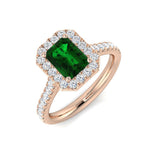 Green Emerald Halo Ring