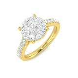 Natural Princess & Marquise Cut Diamond Cluster Engagement Ring